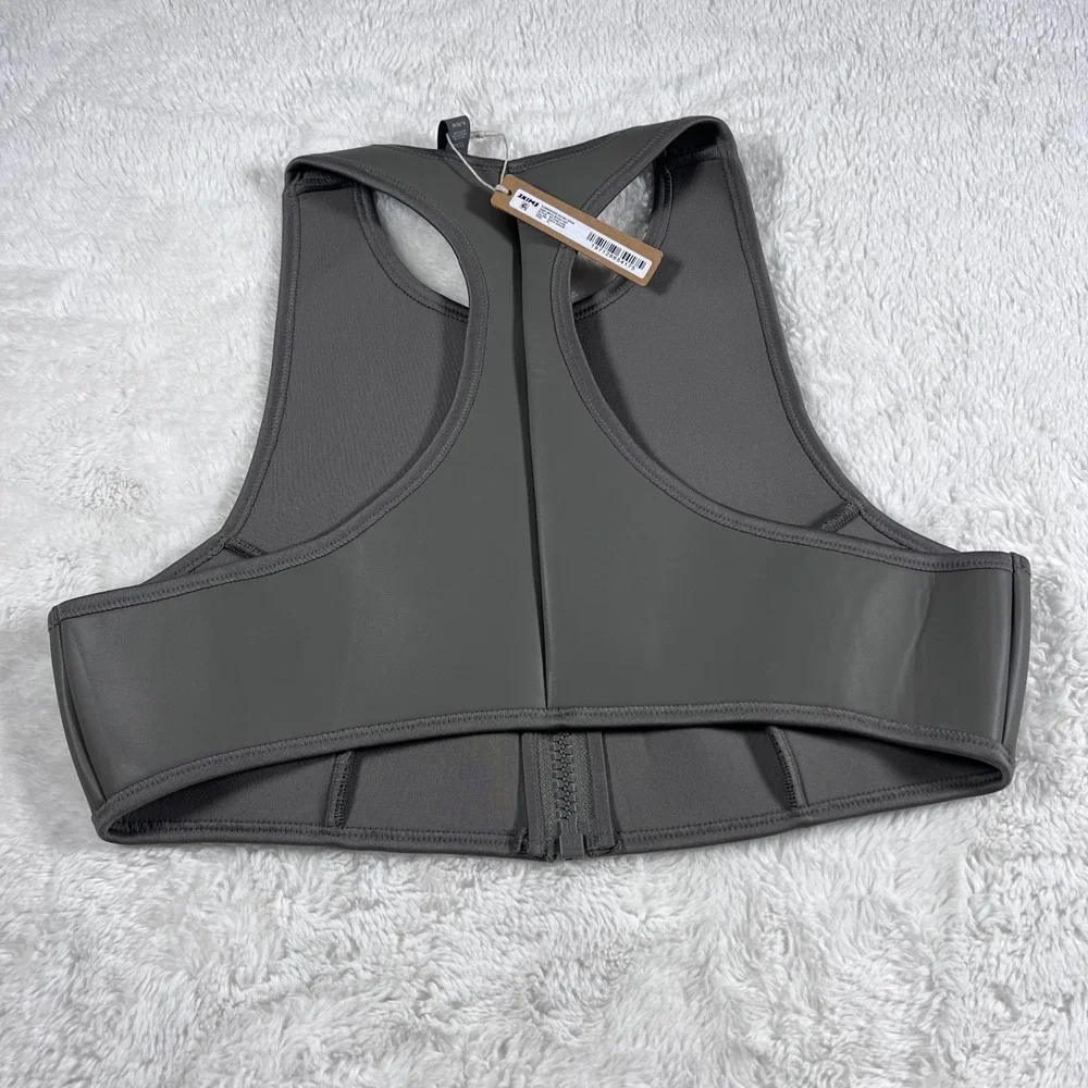 SKIMS Rubberized Scuba Swim High‎ Neck Bikini Top Gray Chalk BT-HNK-3160 XL NWT